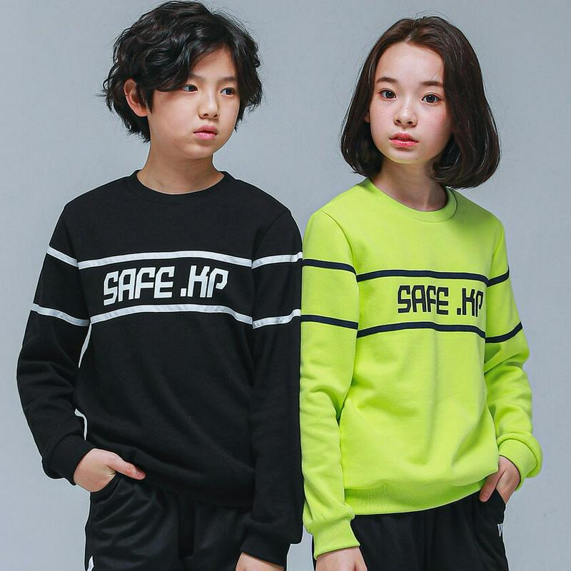 SAFEラインスウェット(ライム)・p000898 キッズ【9~17才】【tops】【トップス スウェット トレーナー 長袖 ロ
