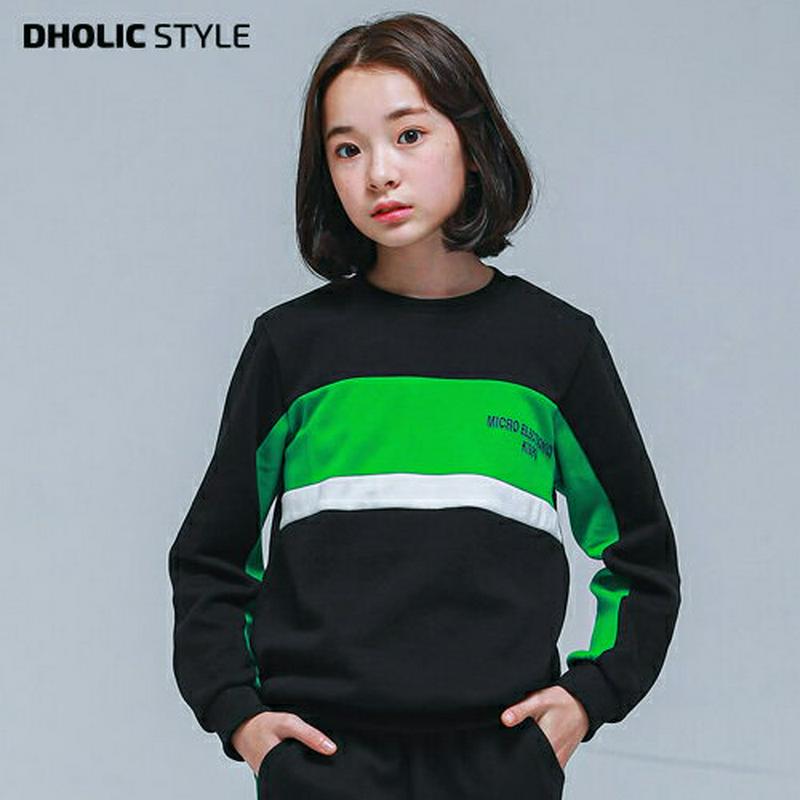 カラーブロックスウェット(ブラック)・p000880 キッズ【9~17才】【tops】【トップス スウェット トレーナー 長袖 