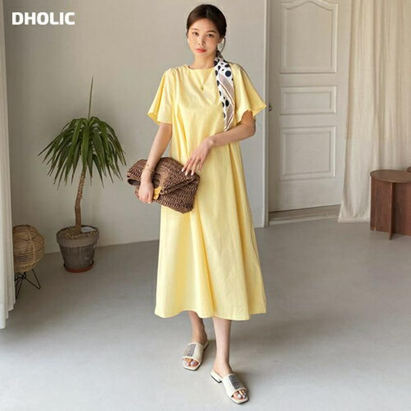 バックリボンワンピース・全3色・t61756 レディース【ops】【ワンピース ロング ロングワンピース 半袖　ハーフスリーブ 