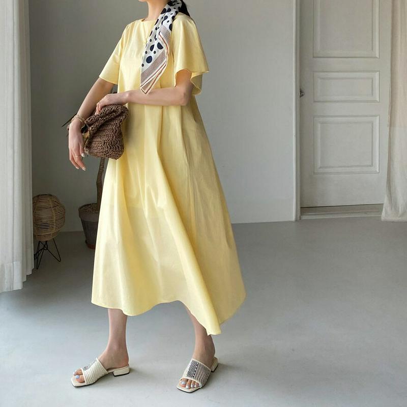 バックリボンワンピース・全3色・t61756 レディース【ops】【ワンピース ロング ロングワンピース 半袖　ハーフスリーブ 