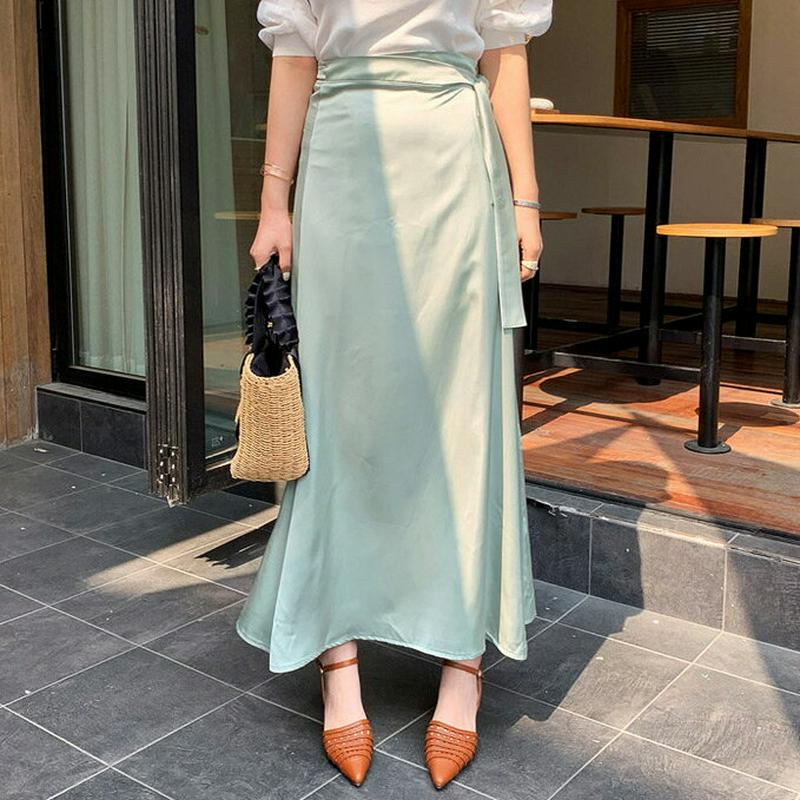 サテンラップスカート・全3色・b61739 レディース【sk】【スカート ロングスカート ロング サテン ラップスカート ラップ