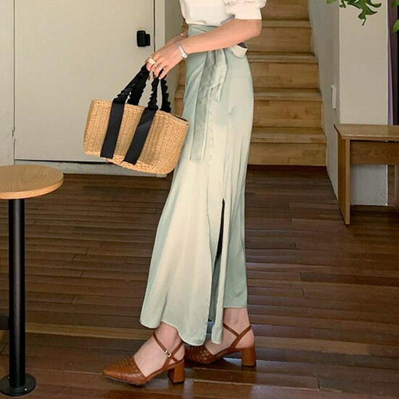 サテンラップスカート・全3色・b61739 レディース【sk】【スカート ロングスカート ロング サテン ラップスカート ラップ