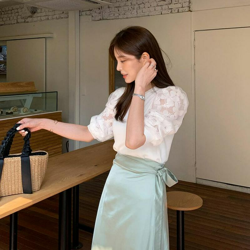 フラワーレーススリーブニット・全4色・b61757 レディース【tops】【トップス ニット ニットトップス レース 袖コンシャ
