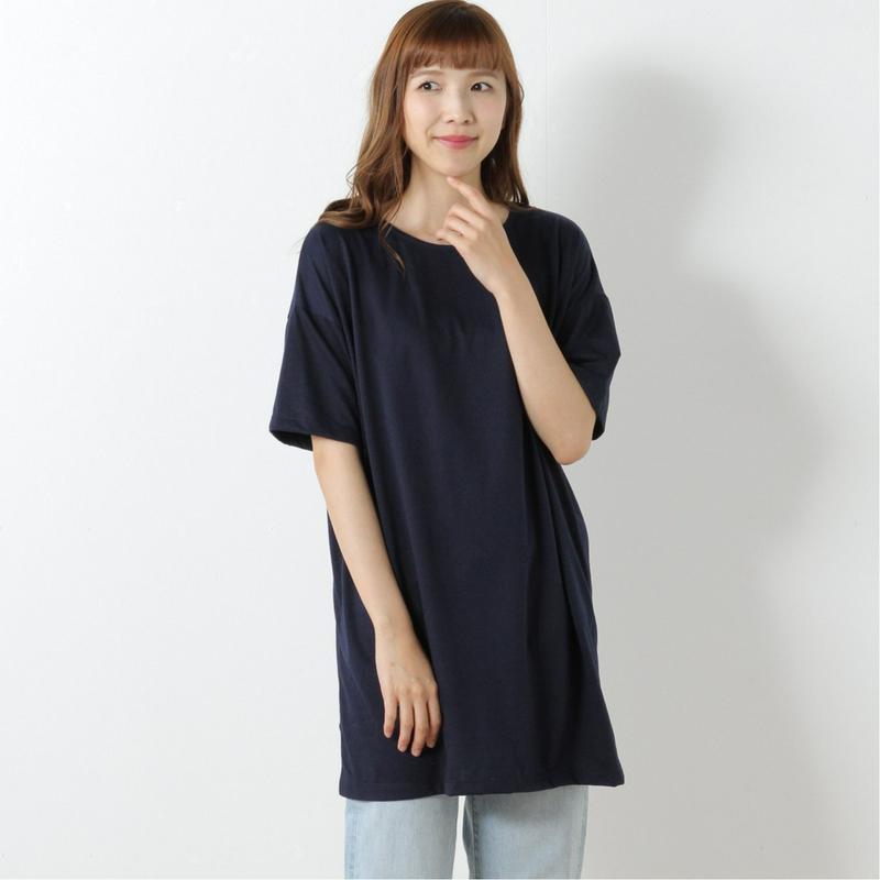 綿混素材のオーバーサイズチュニックＴシャツ
