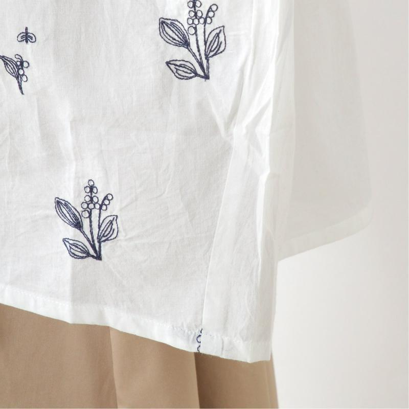 キャンブリックすずらん刺繍チュニック【Ｍ～４Ｌ】（アンベルジュ/embelge）