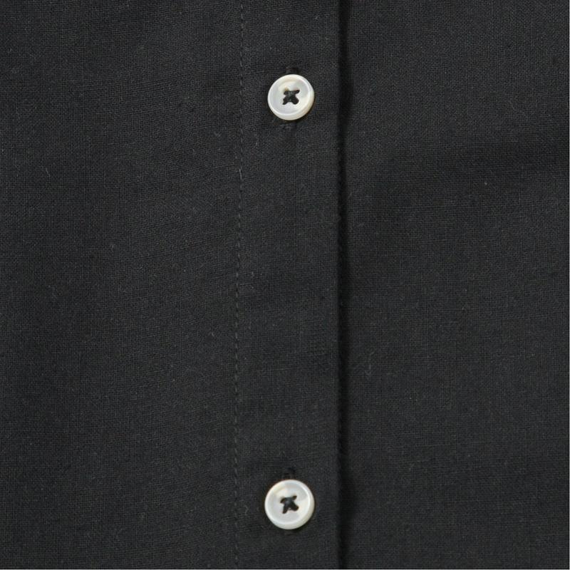 綿混素材のスタンドカラー半袖シャツワンピース【多色展開】