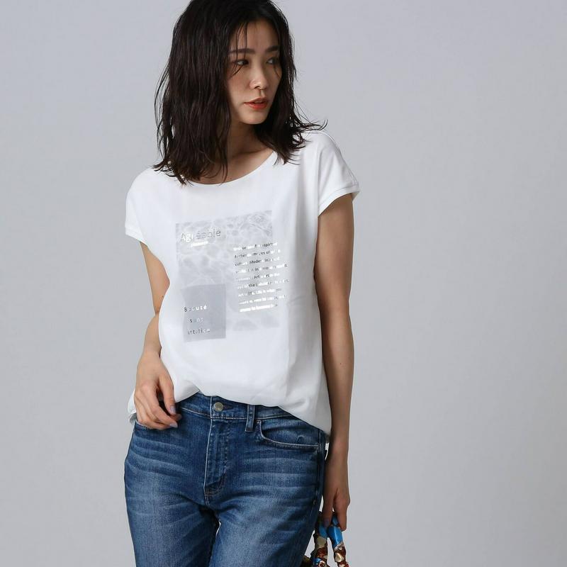 ［Ｌ］【洗える】シフォン天竺グラフィックＴシャツ