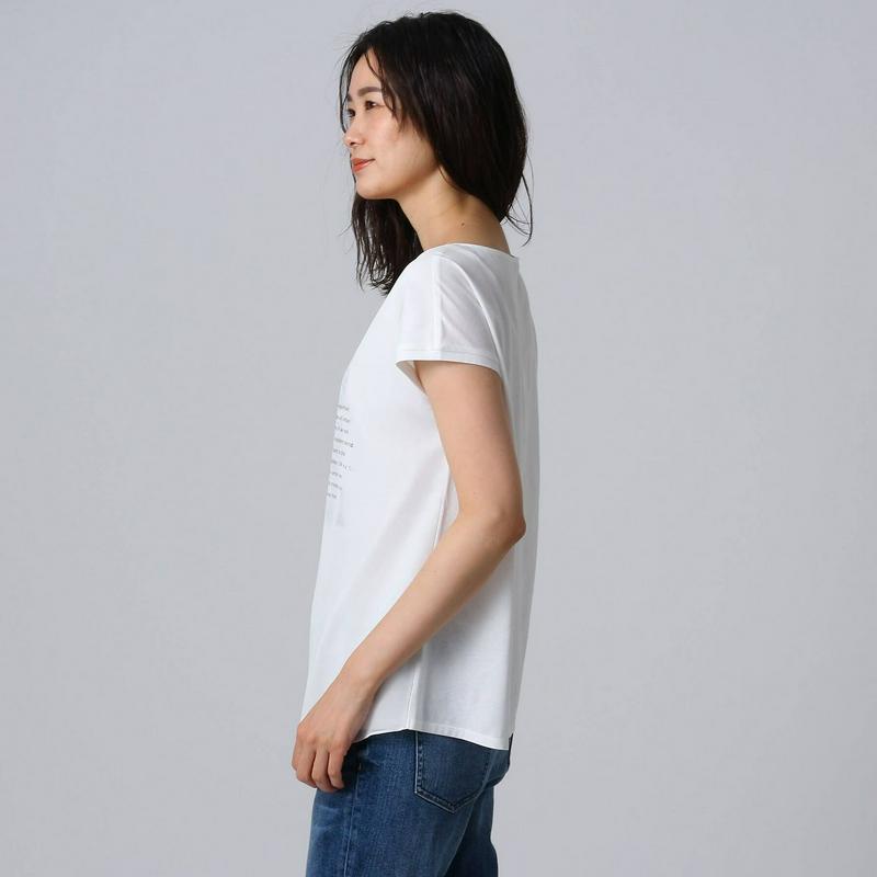 ［Ｌ］【洗える】シフォン天竺グラフィックＴシャツ