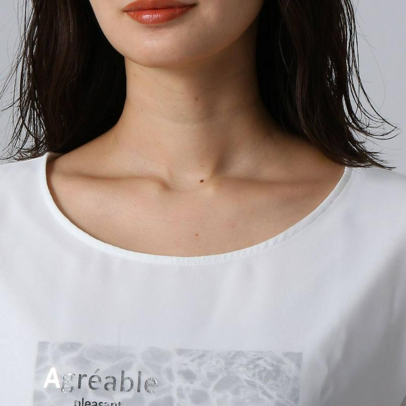 ［Ｌ］【洗える】シフォン天竺グラフィックＴシャツ