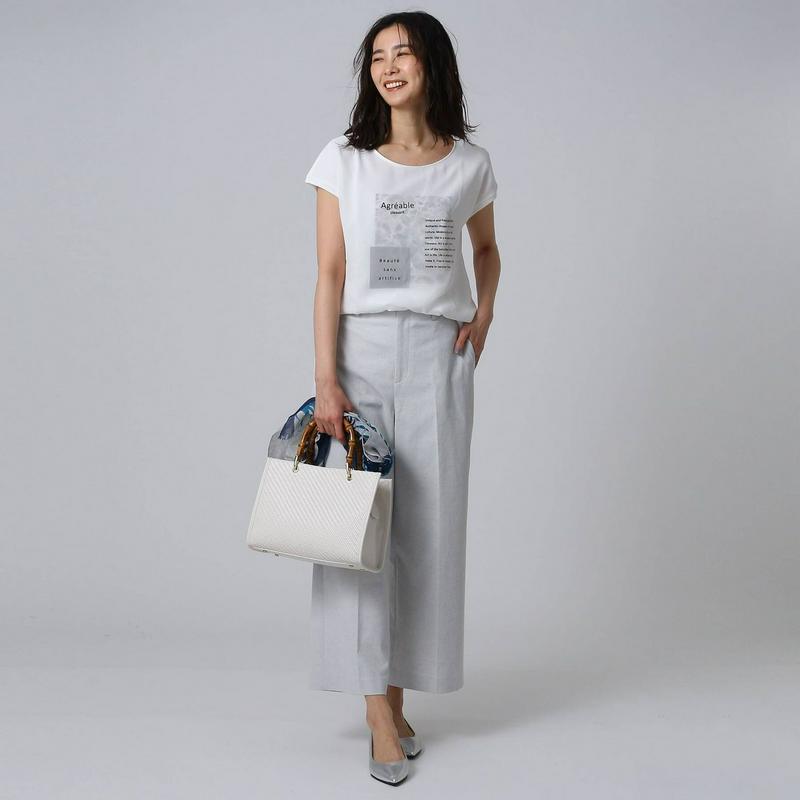 ［Ｌ］【洗える】シフォン天竺グラフィックＴシャツ
