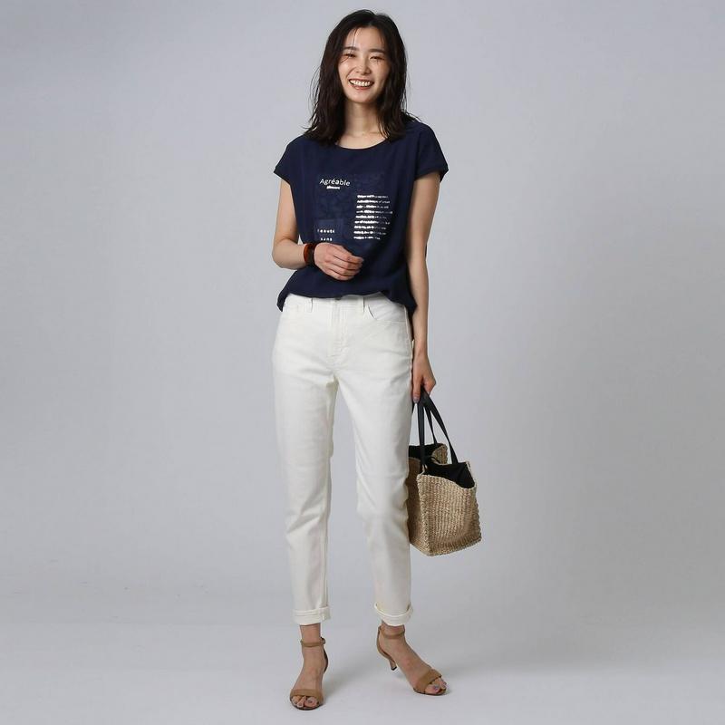 ［Ｌ］【洗える】シフォン天竺グラフィックＴシャツ