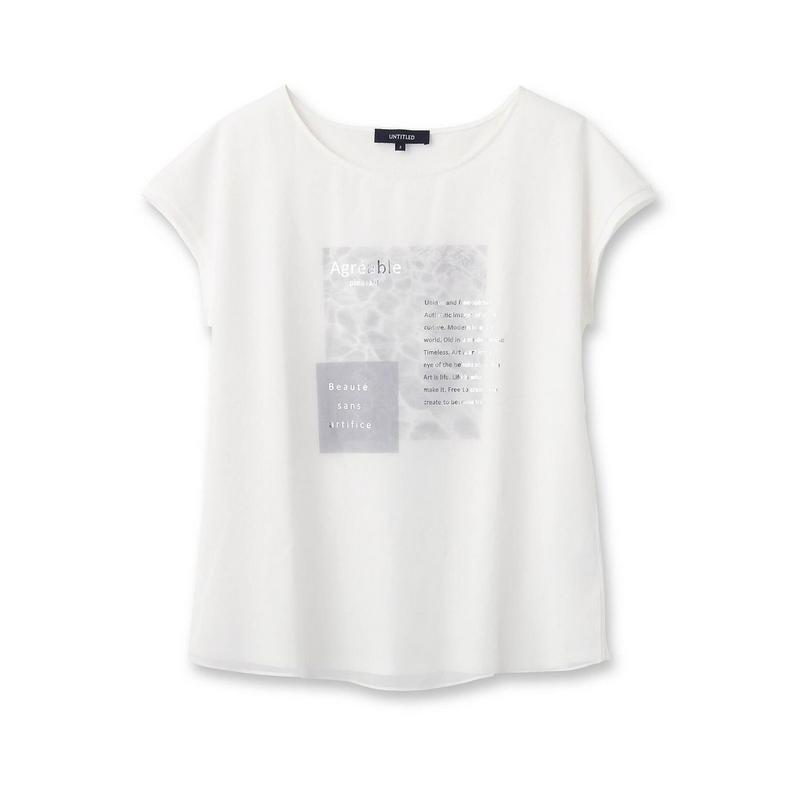 ［Ｌ］【洗える】シフォン天竺グラフィックＴシャツ