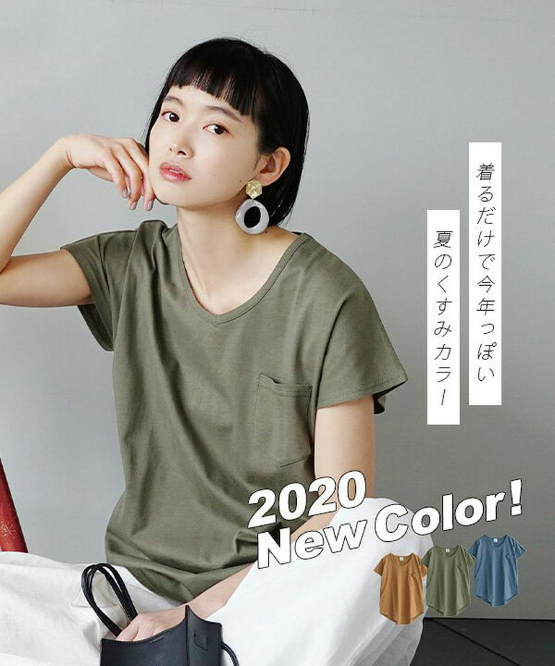 【4/11 13:59まで特別送料無料！】 Tシャツ 汗染み防止 UVカット レディース M/L/LL/3L トップス 半袖 綿100％ 大きいサイズ ゆったり 春 【メール便可11】◆zootie（ズーティー）：汗しみない Tシャツ［Vネック ポケットTEE］
