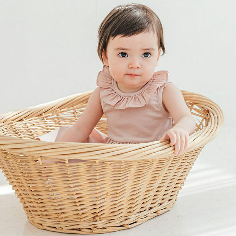 フリルネックノースリワンピース(ピンク) p001193 キッズ 【0~2才】【ops】【韓国 ファッション ワンピース ミディワンピース スリーブレス ラッフル Aライン フレア 無地 子供 子供服 乳幼児 ベビー用 ベビー服 出産祝い プレゼント 春 夏】【KIDS】