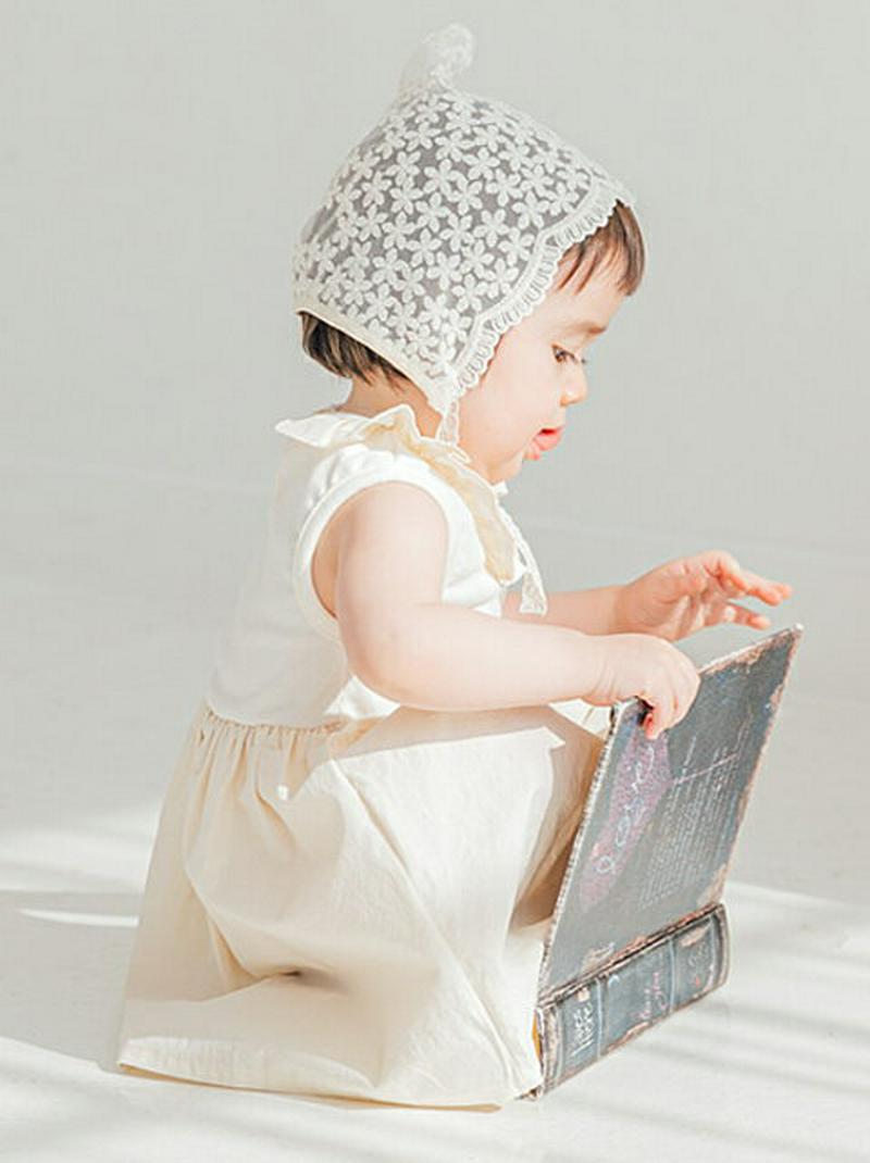 フリルネックノースリワンピース p001192 キッズ 【0~2才】【ops】【韓国 ファッション ワンピース ミディワンピース スリーブレス ラッフル Aライン フレア 無地 子供 子供服 乳幼児 ベビー用 ベビー服 出産祝い プレゼント 春 夏】【KIDS】