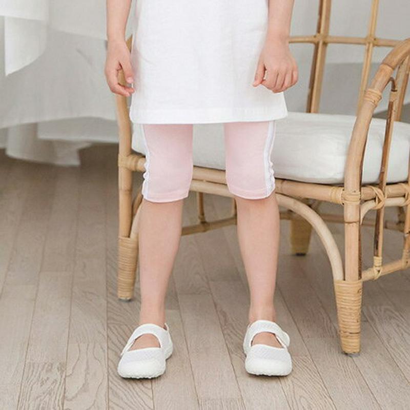 サイドラインハーフレギンス(ジュニア)・p001203 キッズ【3~8才】【pt】【レギンス パンツ ズボン ボトムス ラインパンツ サイドライン ライン カジュアル 半ズボン ハーフ丈 ラフ 女の子 男の子 子供 こども 子供服 こども服】【KIDS】
