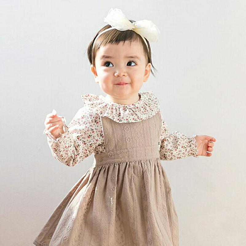 ラッフルカラー花柄ブラウス・p001274 キッズ 【0~2才】【tops】【韓国 ファッション トップス ブラウス 長袖 ラッフル フリル 花柄 フラワー ラウンドネック 女の子 子供 子供服 乳幼児 ベビー用 ベビー服 出産祝い プレゼント 春 夏】【KIDS】