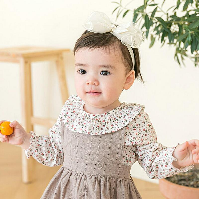 ラッフルカラー花柄ブラウス・p001274 キッズ 【0~2才】【tops】【韓国 ファッション トップス ブラウス 長袖 ラッフル フリル 花柄 フラワー ラウンドネック 女の子 子供 子供服 乳幼児 ベビー用 ベビー服 出産祝い プレゼント 春 夏】【KIDS】