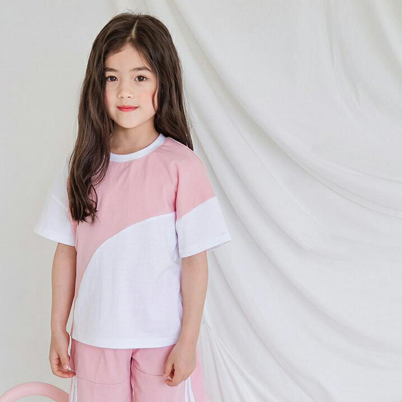 カラーコントラストTシャツ・p001085 キッズ【3~8才】【tops】【トップス Tシャツ 半袖 ハーフスリーブ カラーブロック コントラス カジュアル ラフ 女の子 男の子 子供 こども 子供服 こども服】【KIDS】