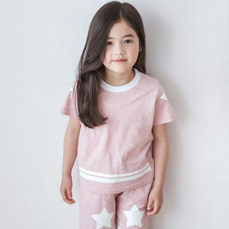 スターダブルラインTシャツ・p001139 キッズ【3~8才】【tops】【トップス Tシャツ 半袖 ハーフスリーブ 星 ライン