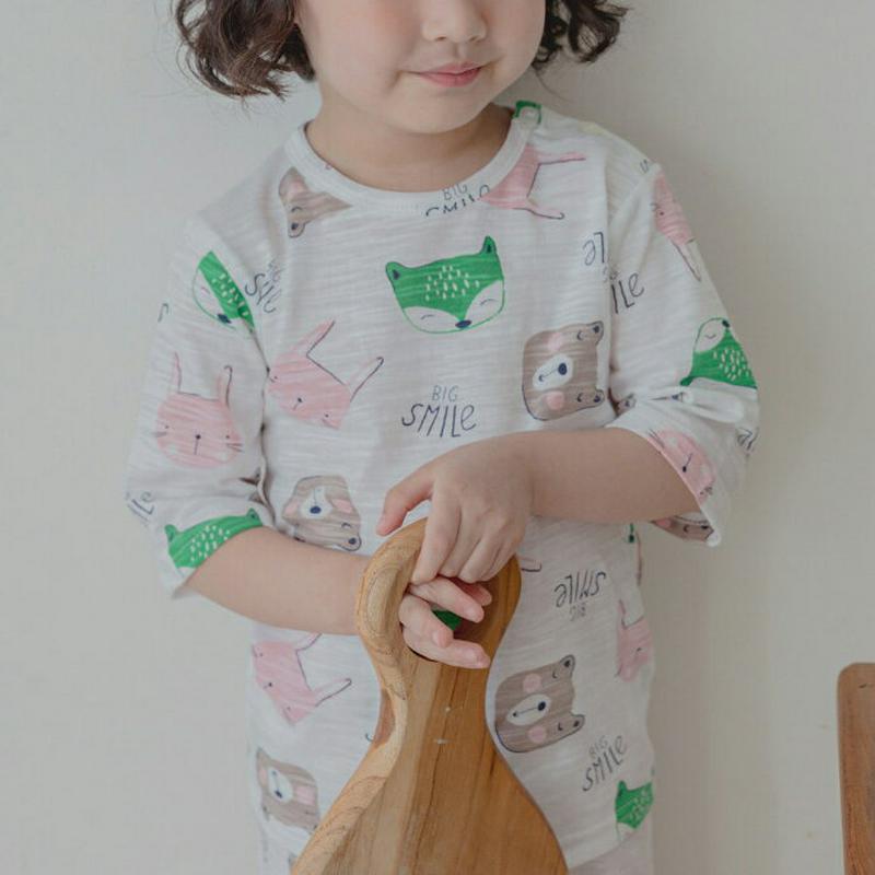 animal farmパジャマSET(ピンク)・p001297 キッズ【3~8才】【uw】【パジャマ 部屋着 ルームウェア 総柄