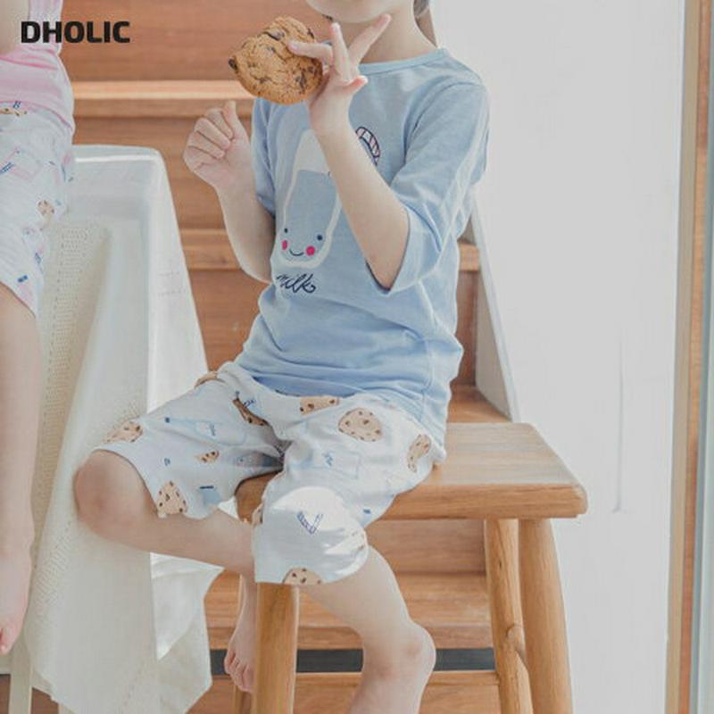 mink cookieパジャマSET(ブルー)・p001298 キッズ【3~8才】【uw】【パジャマ 部屋着 ルームウェア 半袖
