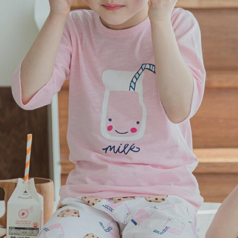 mink cookieパジャマSET(ピンク)・p001299 キッズ【3~8才】【uw】【パジャマ 部屋着 ルームウェア 半袖
