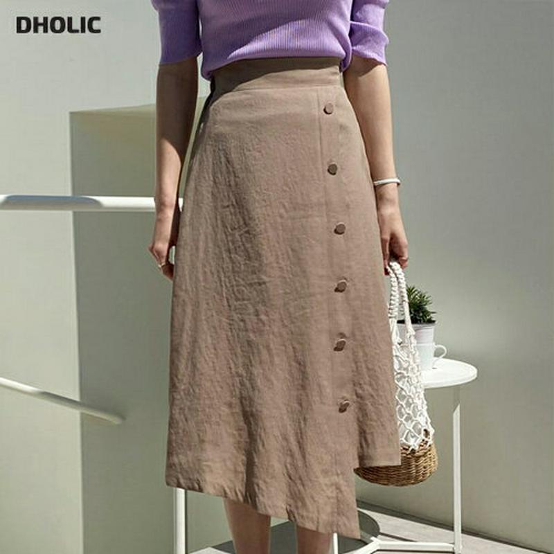 フェイクボタンスカート・全3色・t58878 レディース 【sk】【スカート ロング ロングスカート 単色 無地 シンプル カジ