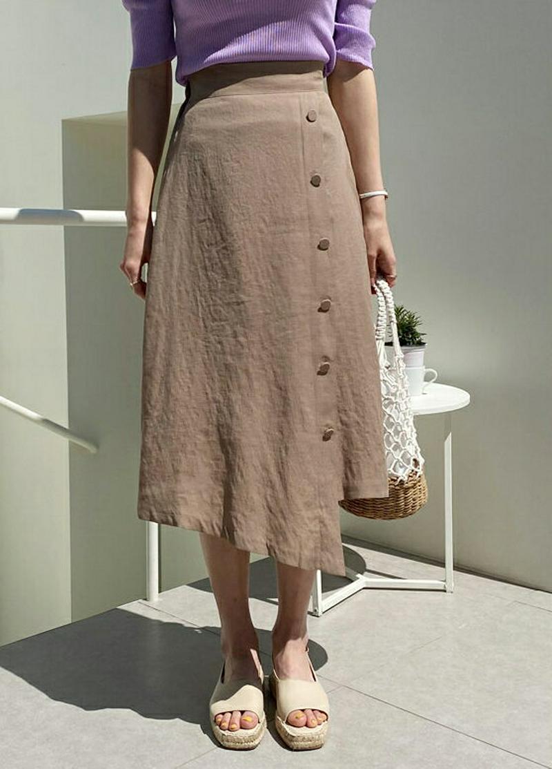 フェイクボタンスカート・全3色・t58878 レディース 【sk】【スカート ロング ロングスカート 単色 無地 シンプル カジ
