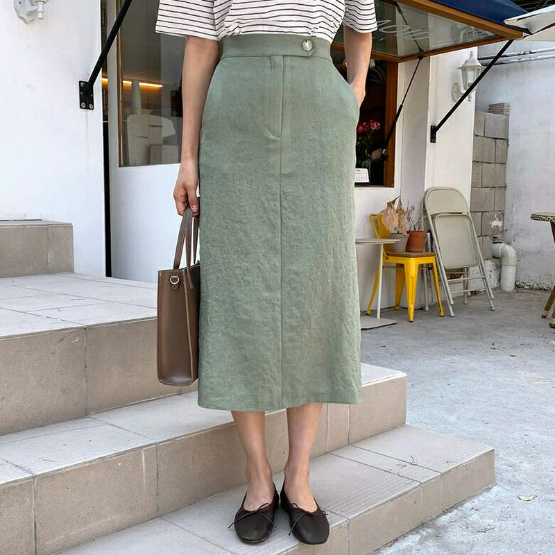 ボタンHラインスカート・全3色・b58879 レディース 【sk】【スカート ロングスカート ロング Hライン 無地 単色 シン