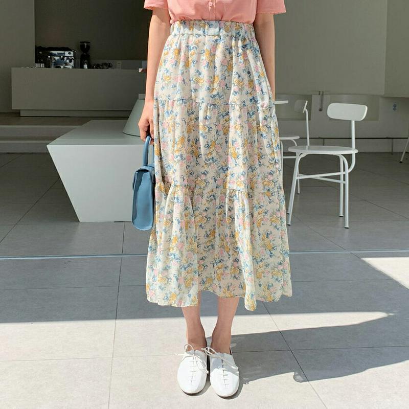 花柄ティアードスカート・全3色・t58880 レディース 【sk】【スカート ロング ロングスカート 花柄 フラワー ティアード