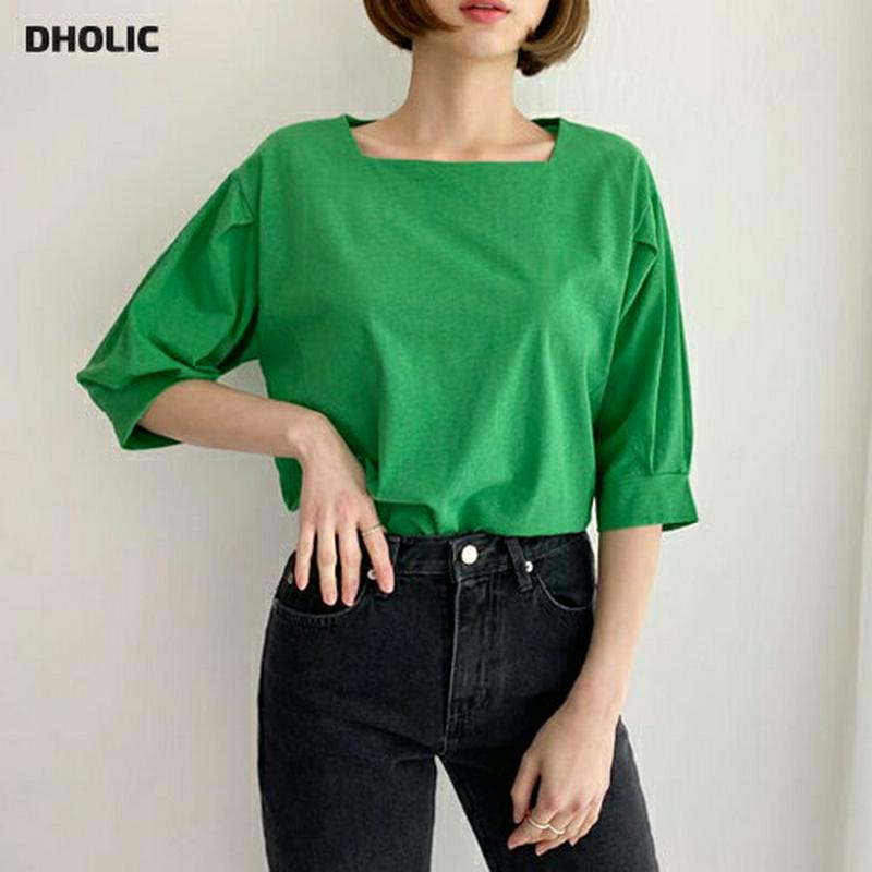 スクエアパフTシャツ・全4色・b58853 レディース 【tops】【トップス Tシャツ 七分丈 七分袖 7分袖 7分丈 スクエ