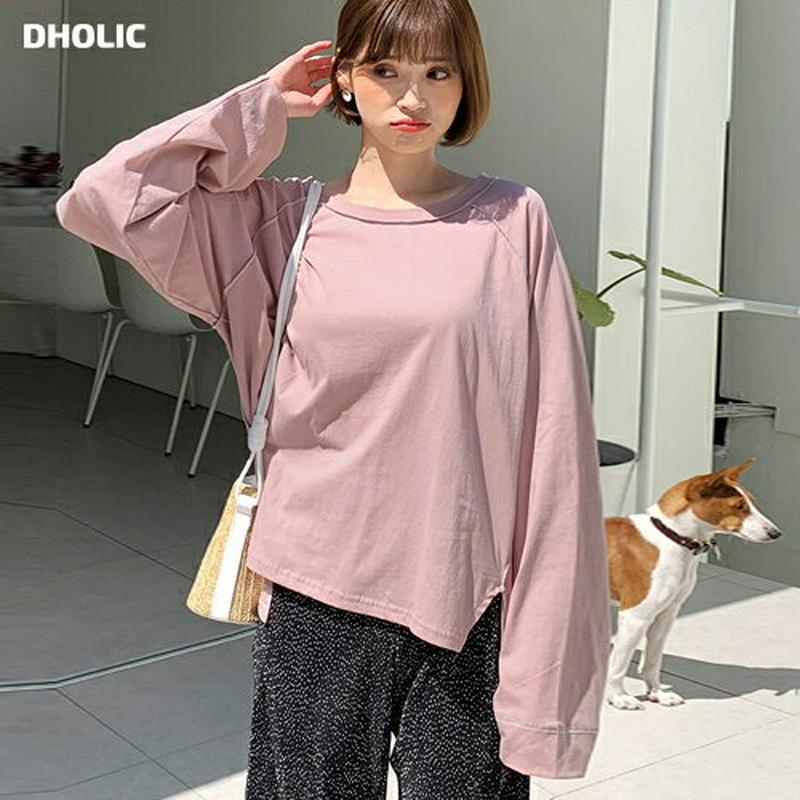ラグランステッチTシャツ・全4色・t58873 レディース 【tops】【トップス Tシャツ ロンT 長袖 無地 シンプル ステ