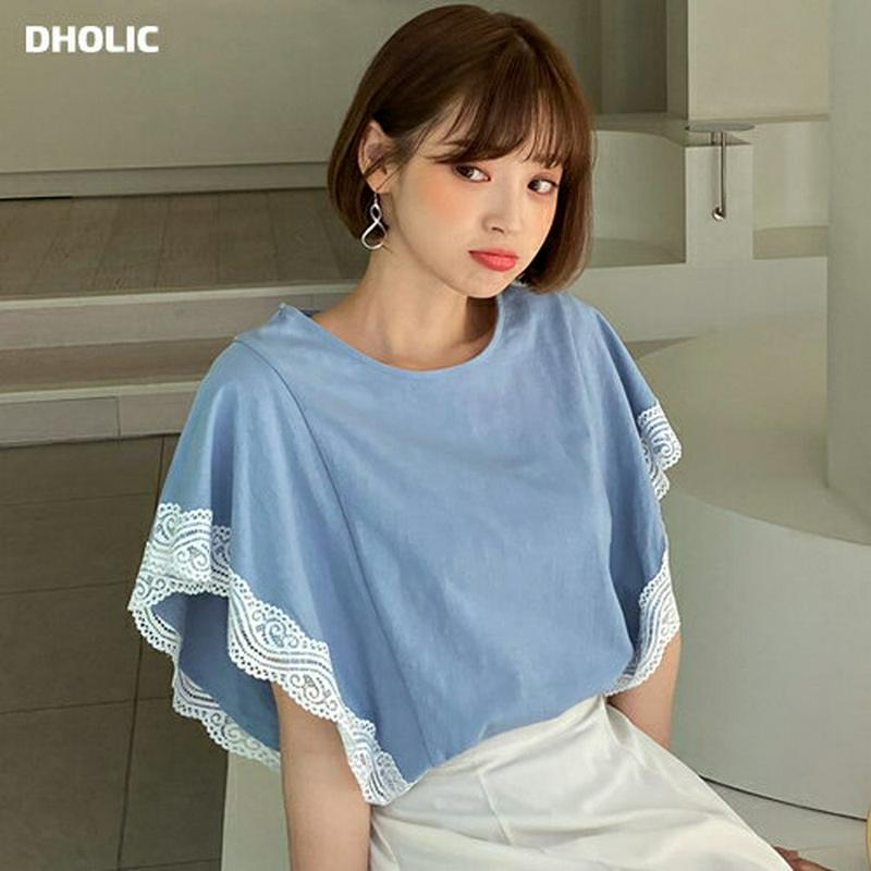 レースウィングTシャツ・全4色・b58852 レディース 【tops】【トップス Tシャツ レース フリル ショートスリーブ フ