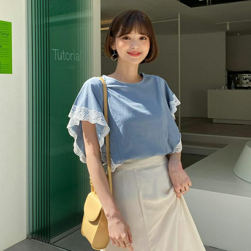 レースウィングTシャツ・全4色・b58852 レディース 【tops】【トップス Tシャツ レース フリル ショートスリーブ フ