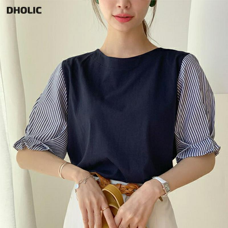 ストライプスリーブTシャツ・全2色・b61768 レディース【tops】【トップス Tシャツ 半袖 ハーフスリーブ ストライプ 