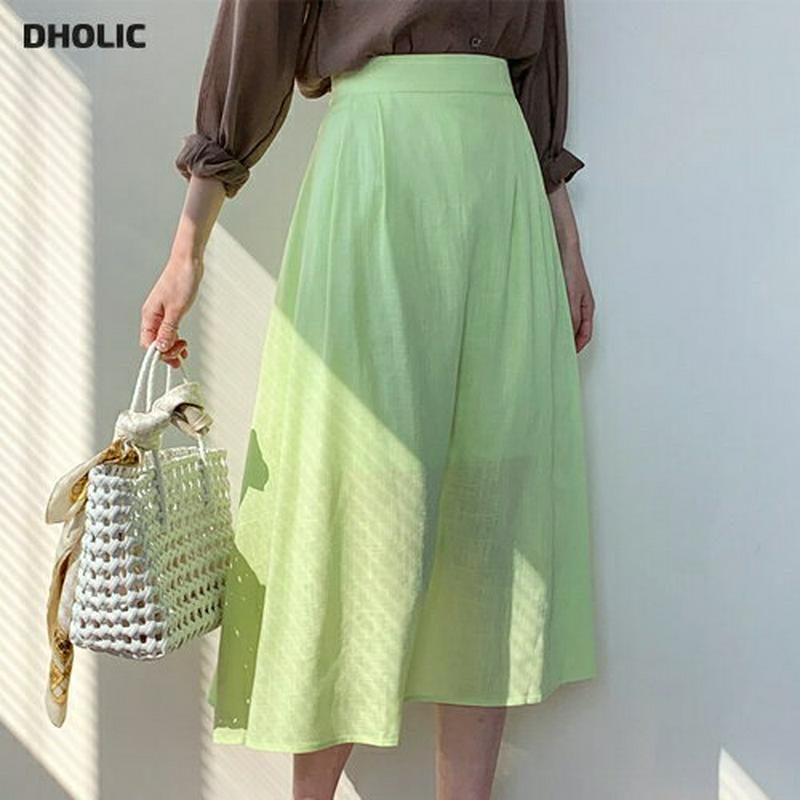 リネン混フレアスカート・全3色・t61785 レディース【sk】【スカート ロングスカート ロング 透け感 リネン フレア フレ