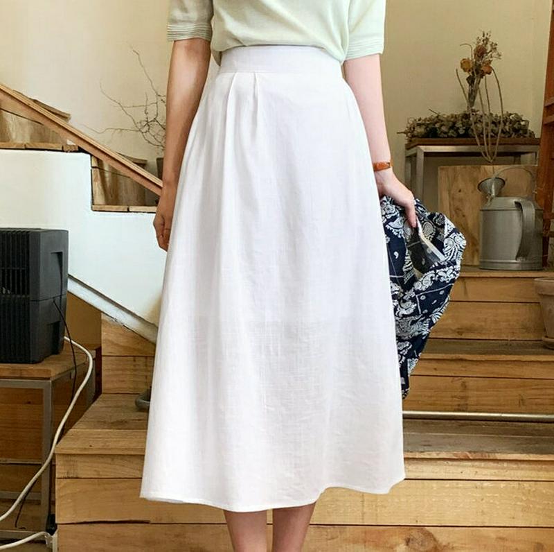 リネン混フレアスカート・全3色・t61785 レディース【sk】【スカート ロングスカート ロング 透け感 リネン フレア フレ
