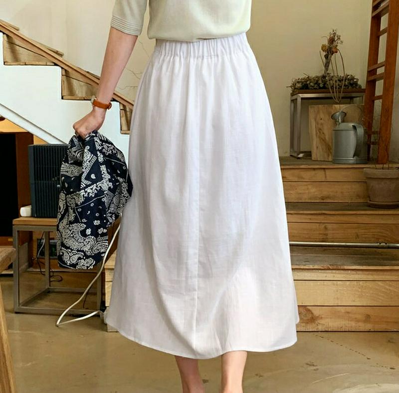 リネン混フレアスカート・全3色・t61785 レディース【sk】【スカート ロングスカート ロング 透け感 リネン フレア フレ