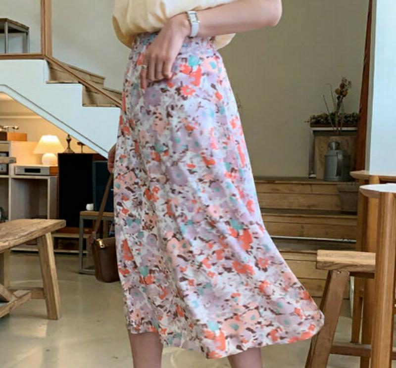 花柄フレアスカート・全2色・b61784 レディース【sk】【スカート ロングスカート ロング フレア フレアスカート 花柄 フ