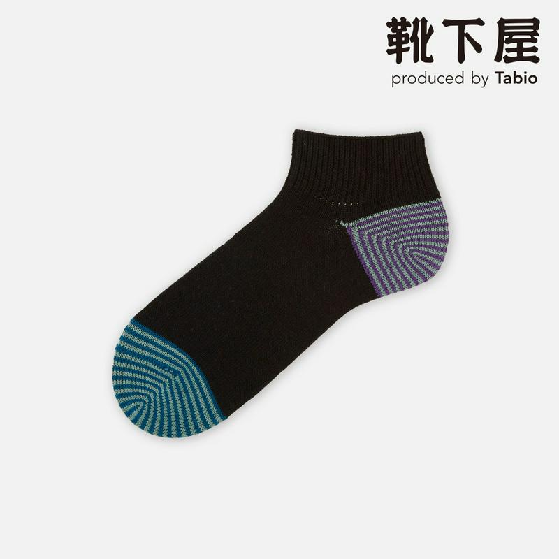 【あす楽】【Tabio MEN】 メンズ綿麻つま先かかとボーダースニーカー用ソックス / 靴下屋 靴下 タビオ くつ下 かかと かかとカバー かかとケア かかとソックス スニーカー用ソックス スニーカー丈 メンズ 日本製