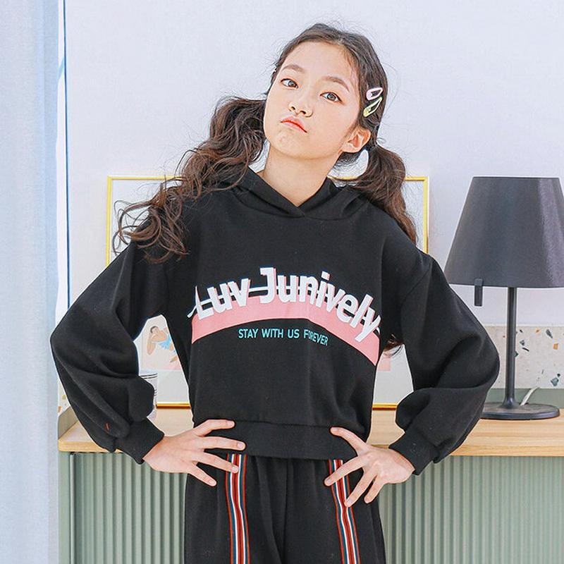 NT02クロップドフーディ(ブラック)・p001025 キッズ【9~17才】【tops】【トップス パーカー フード フーディー