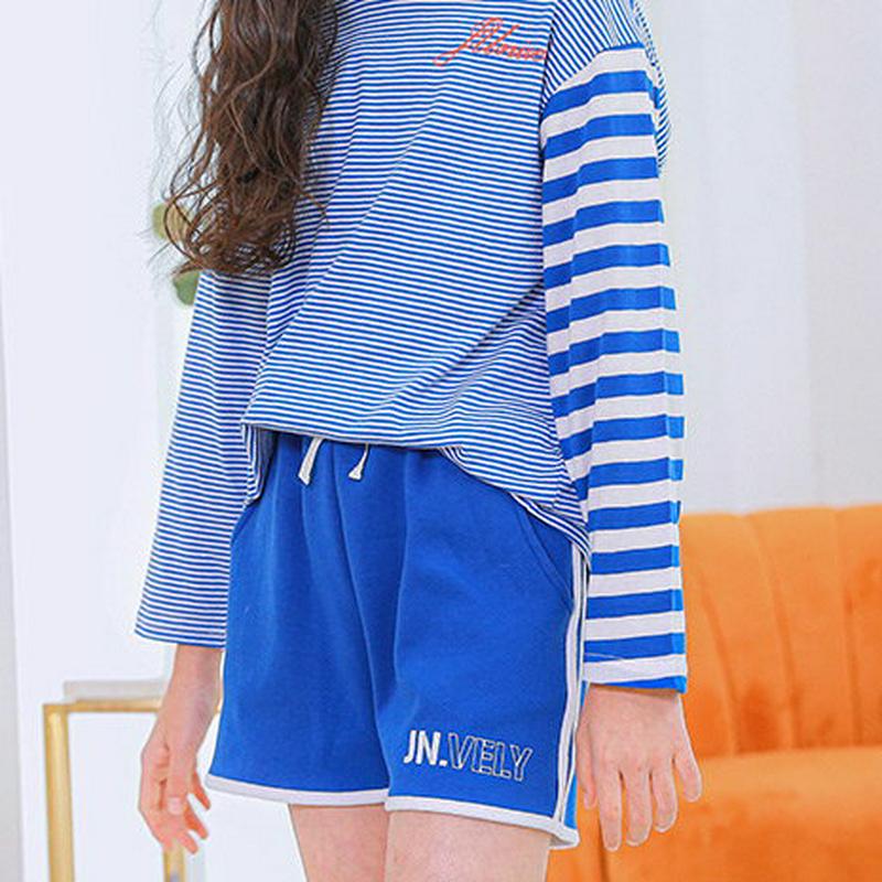 NP04英字ショートパンツ(ブルー)・p000914 キッズ【9~17才】【pt】【ショートパンツ 短パン パンツ ズボン ボト