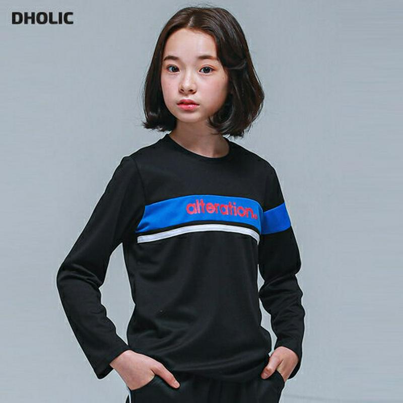 NT06ブロックTシャツ(ブラック)・p000877 キッズ【9~17才】【tops】【トップス Tシャツ ロンT 長袖 ロゴ 