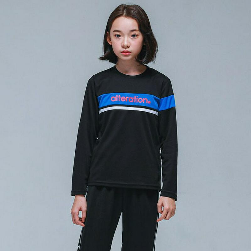 NT06ブロックTシャツ(ブラック)・p000877 キッズ【9~17才】【tops】【トップス Tシャツ ロンT 長袖 ロゴ 