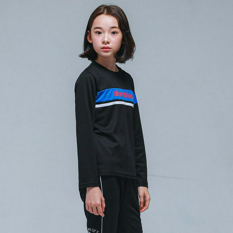 NT06ブロックTシャツ(ブラック)・p000877 キッズ【9~17才】【tops】【トップス Tシャツ ロンT 長袖 ロゴ 