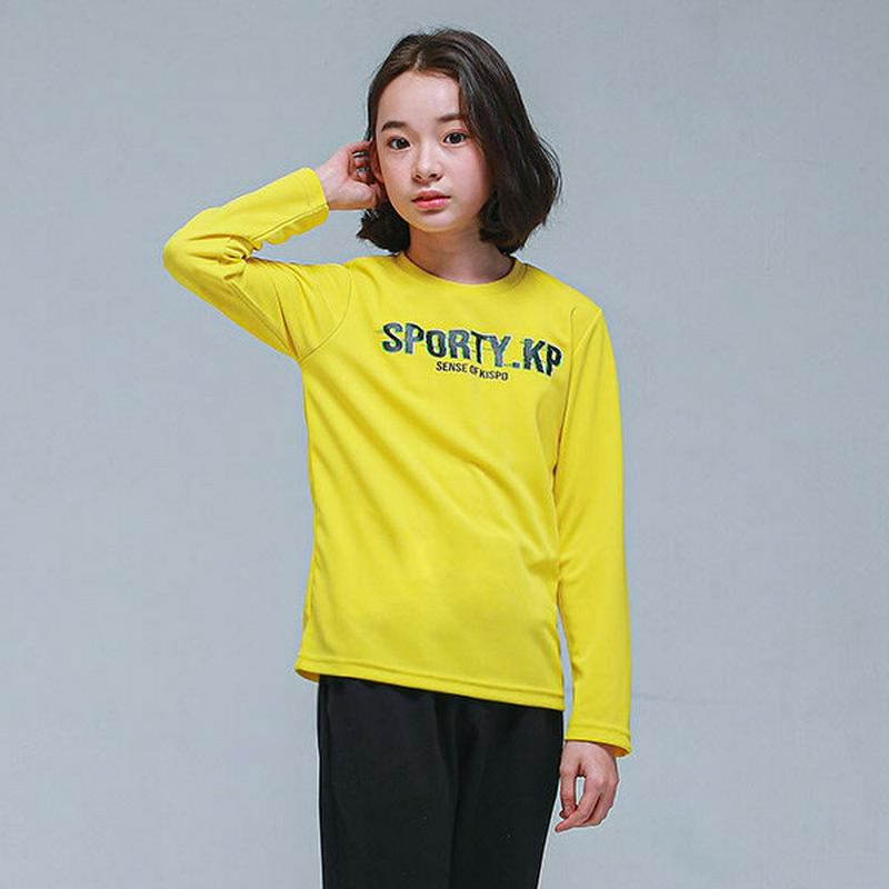 NT02スポーティTシャツ(イエロー)・p000846 キッズ【9~17才】【tops】【トップス Tシャツ 長袖 ロゴ レタリ
