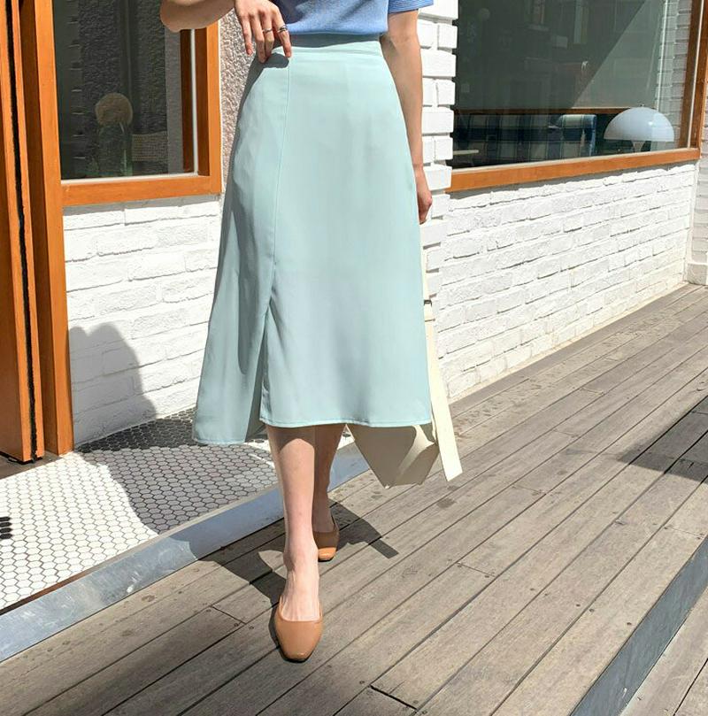 アンバランススリットスカート・全4色・b55367 レディース 【sk】【スカート ミディ丈 ミディスカート スリット アンバラ