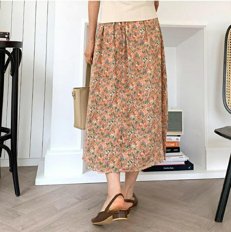 花柄フレアスカート・全2色・b55369 レディース 【sk】【スカート ミディ丈 ミディスカート フレア フレアスカート 花柄