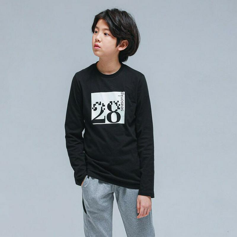NT16スクエアプリントTシャツ(ブラック)・p000777【9~17才】【tops】【トップス Tシャツ ロンT 長袖 ロゴ 